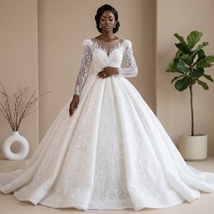 Luxury Long Sleeves Wedding Dresses Handmade <b>Sequined</b> Vintage Bridal Gown Lsbh23 - Product Image 1