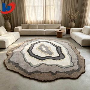 Tapis en laine HJ Premium, moderne, artistique, abstrait, en agate, de forme irrégulière, fait main, texturé 3D, écologique, insonorisant, pour la maison - Product Image 1