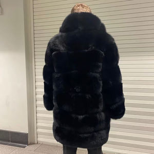 <span class=keywords><strong>Cappotto</strong></span> da <span class=keywords><strong>Uomo</strong></span> Lungo in Vera <span class=keywords><strong>Pelliccia</strong></span> di Volpe Nera all'Ingrosso OEM Fashion - Product Image 3