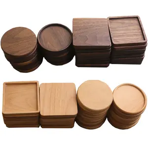 Posavasos de madera natural, posavasos de madera natural, cuadrado, fino, roble, haya, bambú, acacia, nogal, para beber té y café