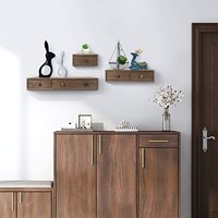 Armoire d'apothicaire multi-usages en noyer patiné avec étagères flottantes et tiroir