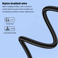 Câble USB-C en nylon à charge rapide 60W QC pour la maison, le bureau, la voiture, les voyages, téléphone, tablette, ordinateur portable, batterie externe, appareil photo