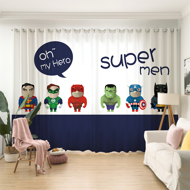 Top Selling Custom 3D Printing Cartoon Christmas window curtain With metal eyelets