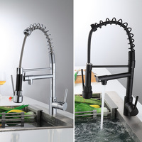 Robinet de cuisine en laiton nickelé avec finition brossée, à commande rotative style clé, pour eau chaude et froide, à montage sur plan
