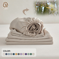 Parure de draps plats King Size écologiques 100 % Lyocell d'eucalyptus imprimés certifiés OEKO-TEX, personnalisables, à poches profondes