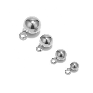 Perle ronde en argent sterling sans trou, perle boule creuse sans couture avec/sans boucle, accessoires de bricolage 3mm 4mm 5mm 6mm 8mm 10mm 12mm - Product Image 1
