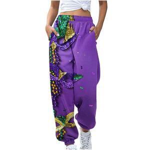 Pantalones Harem de Cintura Alta con Estampado Mardi, Casuales y a la Moda para Mujer - Product Image 5