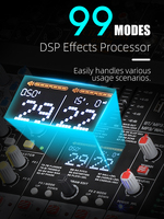CHXYKOM Table de mixage audio professionnelle avec effets DSP, lecteur MP3, égaliseur 7 bandes, pour scène, karaoké, église, sonorisation en direct, modèle de communication filaire