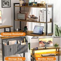 Bureau d'ordinateur en bois en forme de L Homieasy avec étagère, bureau de jeu d'angle réversible, station de charge, lumière LED, portable, gain de place