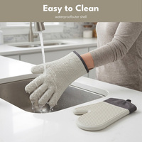 Gants de four professionnels en silicone gris clair, motif flocon de neige, antidérapants, résistants à la chaleur, doublure en coton de qualité alimentaire, compatibles lave-vaisselle