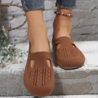 Mocassins plats pour femmes grande taille K-Style, antidérapants, à enfiler, tissés respirants, à découpe basse et bouche peu profonde, style décontracté