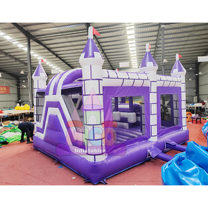 Purple and White Knight Combo Inflatable Bounce House Bouncy Castle with <b>Slide</b> Kids Jumping Castle - Product Image 4