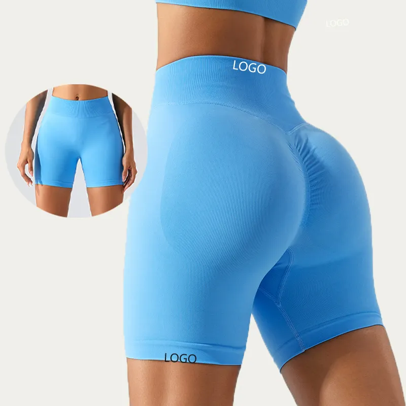 Nuevos pantalones cortos de Yoga de cintura alta sin costuras pantalones de levantamiento de glúteos para controlar el vientre de melocotón pantalones ajustados para correr deportes Fitness