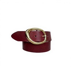 Fashionable Womens Real Brown Cow Hide Eco-Friendly Party Formal Belt Custom Length Square Steel Buckle Waterproof Jeans High - Product Image 1