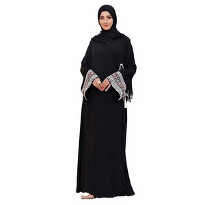 Nuevos diseños de abayas estampadas con frente abierto, ropa tradicional musulmana, abaya para mujer, vestido musulmán con hiyab - Product Image 1