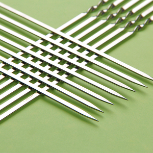 Brochetas para barbacoa de acero inoxidable 304, cola de pato, aguja plana, pasador para barbacoa, aguja para asar, resistente al calor, reutilizable - Product Image 3