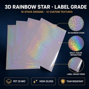Pellicola per Laminazione a Freddo PET 25mic Olografica 3D Effetto Arcobaleno per Stampanti e Adesivi Fai-da-Te - Product Image 2