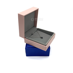 High End PU Rectangle Jewelry <b>Box</b> with Velvet Lining for Necklace Storage in Pink and Blue Colors Factory Direct - Product Image 6