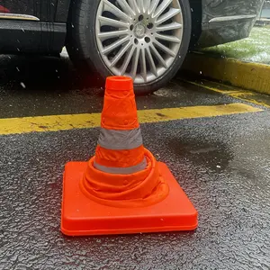 Cono de tráfico plegable para seguridad en carretera, 50cm, naranja