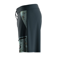Shorts de surf personnalisés avec logo, ceinture à cordon de serrage, poche latérale zippée, vert turquoise foncé et motif floral tropical, légers