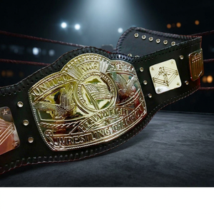 Ceinture de championnat de lutte poids lourd NWA États-Unis, plaque métallique, véritable cuir de vachette, design précis, cuir pur - Product Image 2