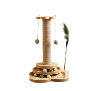 OUFA fabrika kaynağı Pet oyuncaklar ahşap tam sarılmış <span class=keywords><strong>Sisal</strong></span> halat kedi tırmalama sütunu güçlü <span class=keywords><strong>Sisal</strong></span> tırmalama ayağı - Product Image 1