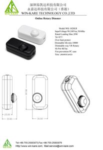 วิน-แคร์ แม็กซ์ 20 วัตต์ ได้รับการรับรองมาตรฐาน CE ตัวหรี่ไฟแบบหมุน <span class=keywords><strong>MOS</strong></span> หรี่ไฟแบบ Trailing Edge รุ่น WK-1020LR ป้องกันไฟไหม้สำหรับควบคุมไฟ LED - Product Image 5