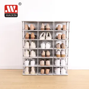 Haixin Hot Selling 6 In 1 Free Combination Shoe Rack Plastic Shoe Rack In Layers