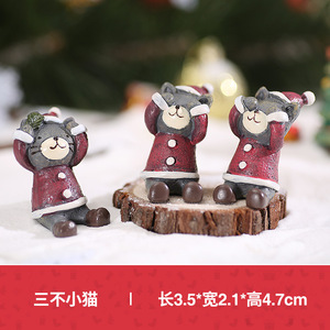 Creative Zakka Christmas Resin Ornaments Santa Shape Mini Animal Figurines For Desktop Car Home Decor Matte Finish - Product Image 4