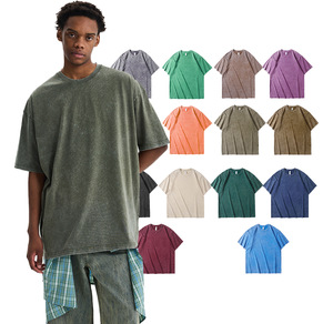 T-shirt personnalisé pour hommes, sport et gym, 100% coton tricoté, coupe oversize, effet délavé vintage, haute qualité, tissu doux 280 g/m², t-shirt vierge - Product Image 1