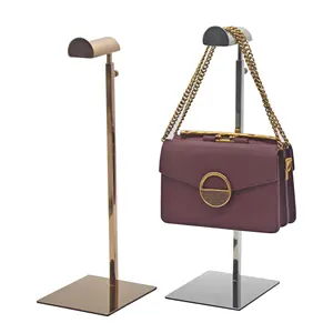 High-end Clothing Store D 7-shaped Rose Gold Black Men's Business Bag Retail Promoting Rack, Ladies Handbag Metal Display Stand