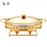 Chauffe-plats pour buffet en acier inoxydable 2L/3L Chauffe-plats électrique au gaz pour fêtes de mariage Équipement en verre pour hôtel