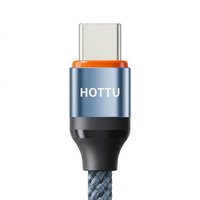 Kabel USB C ke USB C 60W Biru dengan Jalinan Kain, Kabel Pengisi Daya Tipe C untuk Ponsel, Tablet, Laptop, Mobil, dan Perjalanan