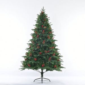Árbol de Navidad Artificial de Lujo, Mezcla de PE/PVC con Piñas y Bayas Rojas, Decoración Navideña para Interiores - Product Image 1