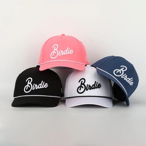Custom 5-Panel 3D Embroidery Logo <b>Waterproof</b> Sporty Quick Dry Dad Golf Sports Cap Curved Brim Polyester Baseball Rope <b>Hat</b> - Product Image 1