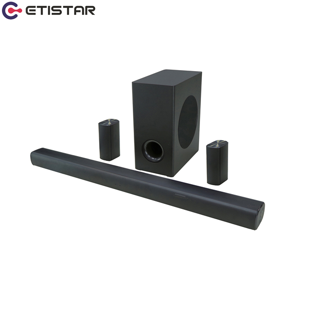 130W 5.1 Channel 7-Speaker Wireless for Surround Soundbar with Woofer Metal & Wood Design Home Theater System