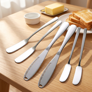 304 Stainless Steel Butter Knife with Serrated Edge, Mirror Polished Cheese Spreader for Commercial <b>Kitchen</b> <b>Gadgets</b> & Bakery - Product Image 6