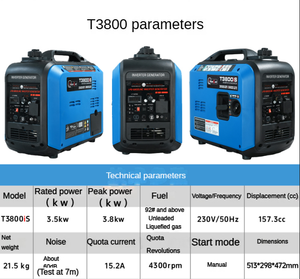 Generador Portátil Silencioso de Frecuencia Variable de Combustible Dual Refrigerado por Aire con Control Remoto Miniatura para Uso en Exteriores, Hogar, Automóvil e Industrial de 2kW 3kW a Gasolina - Product Image 4