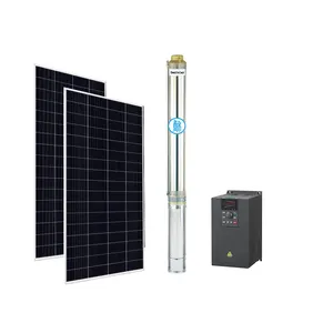 2.2kw The Whole Set Solar Water Pump System With Solar Panels MPPT VFD Solar And Grid Input AC DC Solar Submersible Water Pump