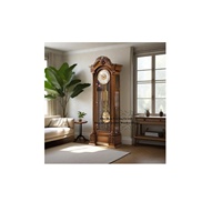 Horloge de sol sur pied en bois massif, mécanique, antique, de luxe, au design sud-ouest, avec sonnerie horaire et bonnet cintrée