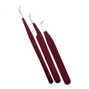 Pinzas Profesionales para Extensión de Pestañas con Punta Plateada y Recubrimiento en Polvo Color Marrón Oscuro, Producto Nuevo y de Tendencia RMI - Product Image 1