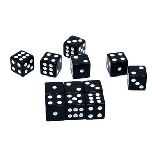 Dados de plástico negros de 6 caras, cuadrados de 14 mm para ajedrez y juegos de cartas, 7 piezas - Product Image 5