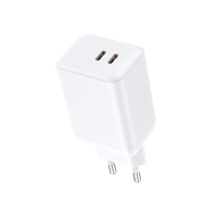 Adaptateur de voyage standard brésilien ROHS CE ANATEL 65W GaN Tech PD avec 2 ports USB-C, chargeur mural rapide pour smartphone