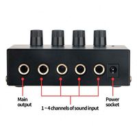 XTUGA HA400 4-Channel Metal+ABS Amplifier Monitor Profesional untuk Rumah 5V Stereo Audio Mini Earphone Splitter Kontrol Volume Hitam