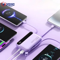 Batterie externe portable ultra-mince Li-Polymère 10000mAh 20W Chargeur rapide Affichage LED Support Câbles Utilisation extérieure Logo personnalisé