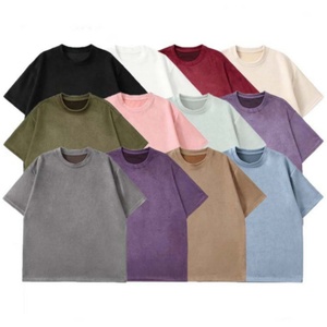 Camiseta de Verano para Hombre, Estilo Hip Hop, de Gamuza, de Dos Vías, de Manga Corta, Holgada, de Color Sólido, Moderna, con Cuello Redondo - Product Image 1