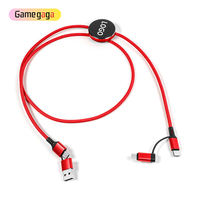 Câble de charge rapide Gamegaga 4 en 1 60W 3A avec lumière LED, connecteurs multiples USB Type C pour téléphone, maison, bureau, voyage