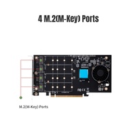 Carte contrôleur IOCREST 4 ports M.2 NVMe vers PCIe 3.0 X16 avec bifurcation, compatible avec les cartes mères sans bifurcation
