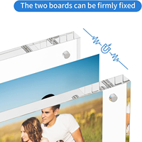 Support d'affichage d'impression d'image en acrylique transparent Double face de 4x4 pouces Lot de 3 cadres photo magnétiques cadres en cristal autoportants