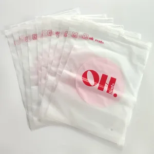 热卖定制品牌标志透明塑料衬衫包装袋可生物降解拉链袋服装拉链锁磨砂袋